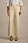 Tab Detail Wide Leg Jeans - Taupe