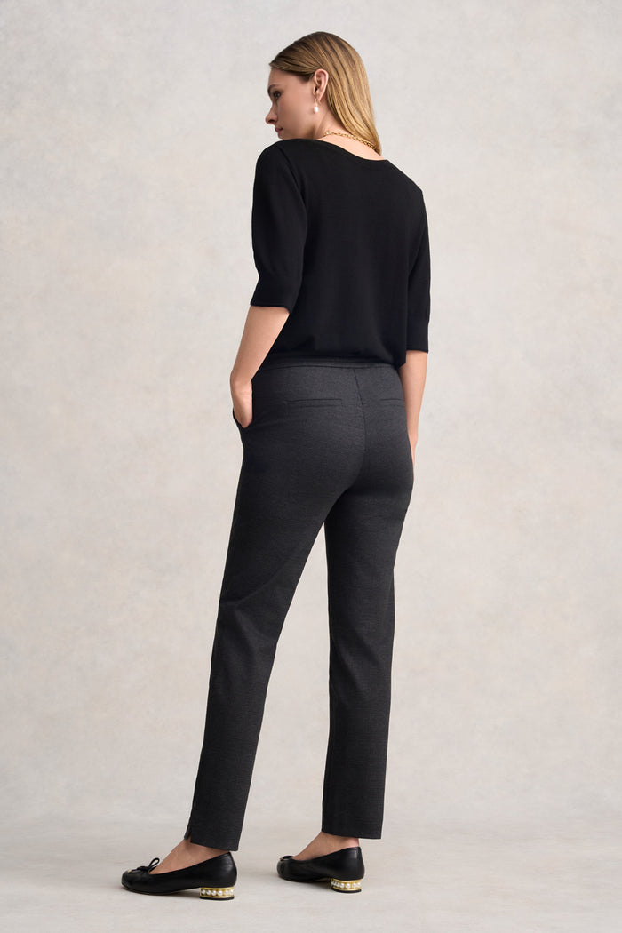 TAPERED PONTE PANT - GREYSCALE CHECK