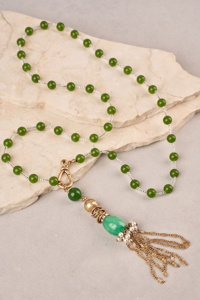 Tassel Pendant Necklace - Green