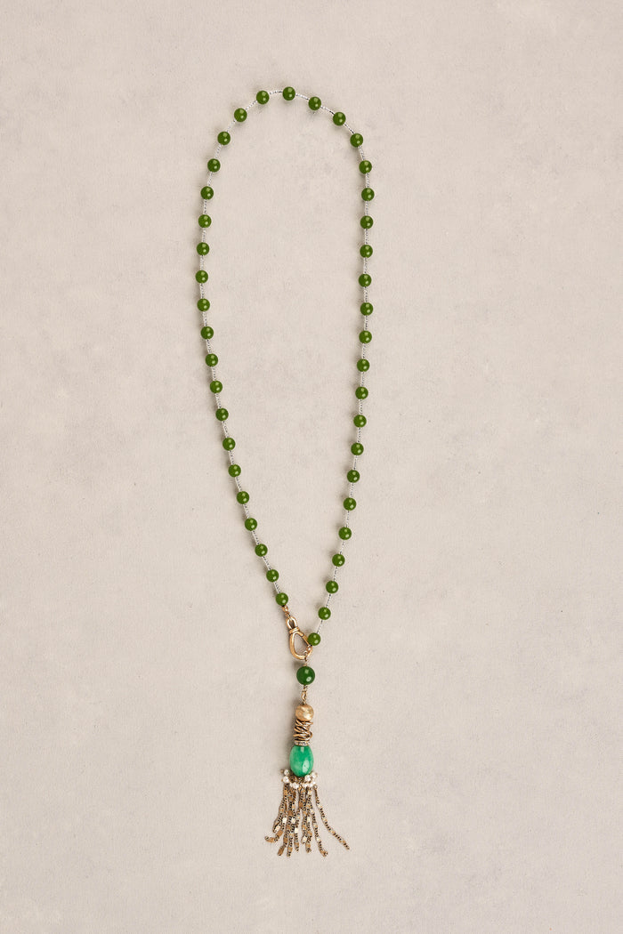 Tassel Pendant Necklace - Green