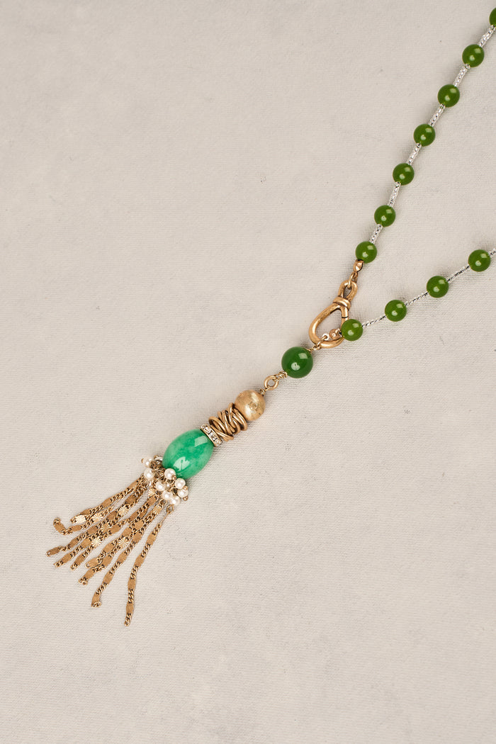 Tassel Pendant Necklace - Green