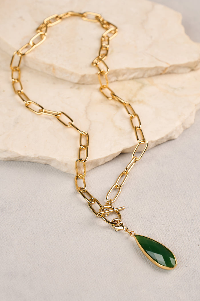 Teardrop Pendant Necklace - Gold