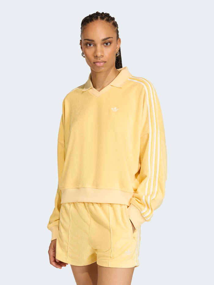 Terry Towel V-Neck Long Sleeve