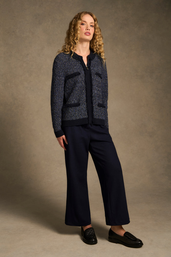 Textured Knit Jacket - Blue Multi
