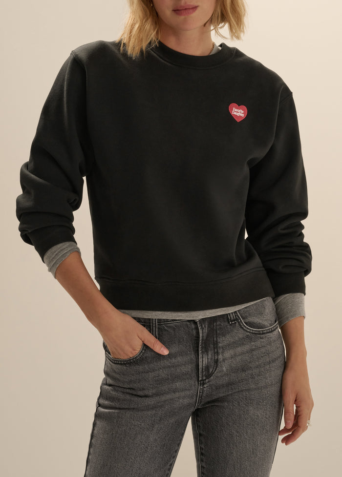 THE EMBROIDERED FAVORITE DAUGHTER HEART SWEATSHIRT