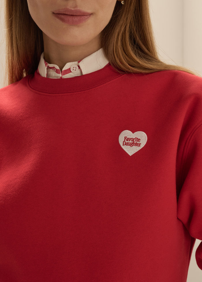 THE EMBROIDERED FAVORITE DAUGHTER HEART SWEATSHIRT