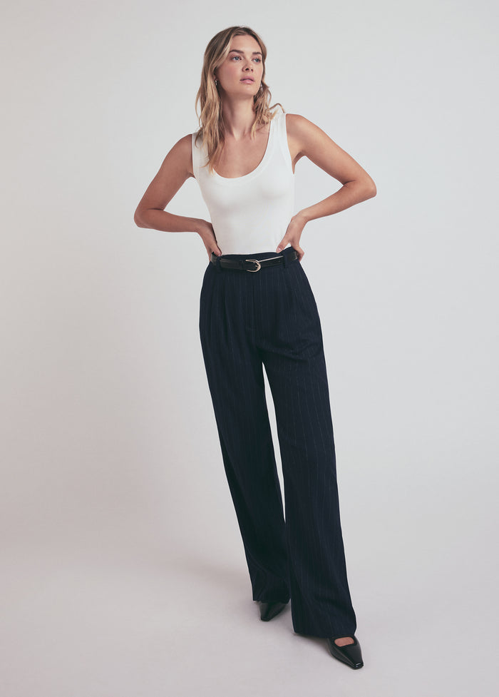 navy pinstripe