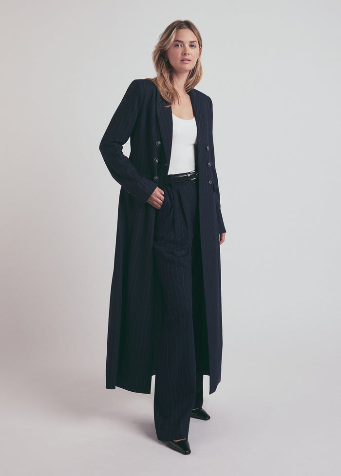 navy pinstripe