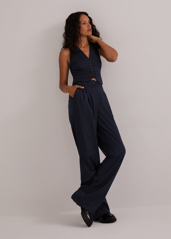 navy pinstripe