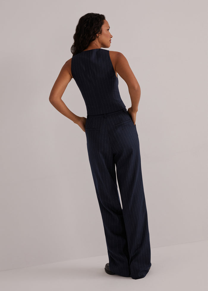 navy pinstripe