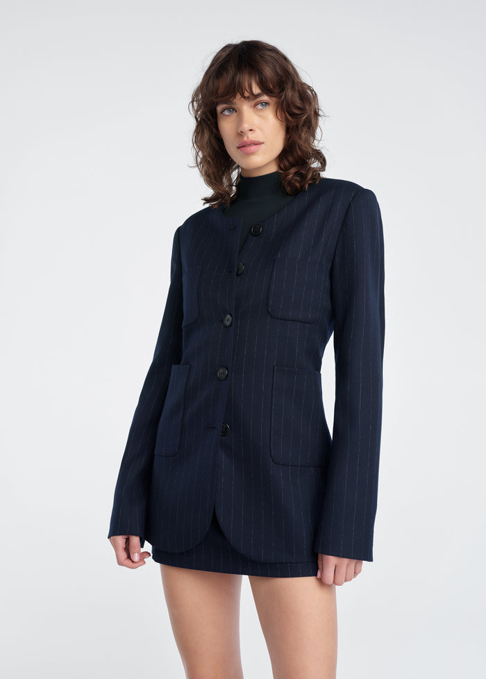 navy pinstripe