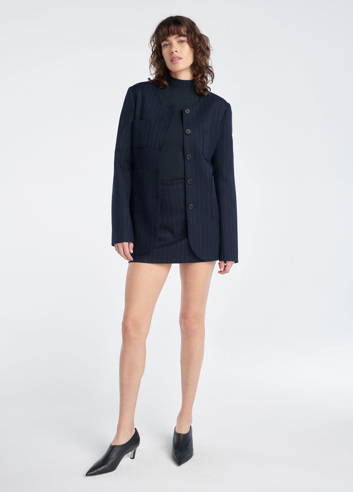 navy pinstripe