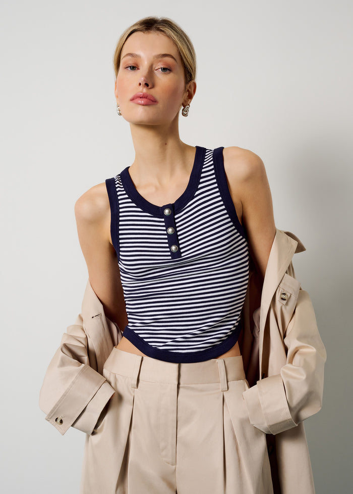 navy white stripe