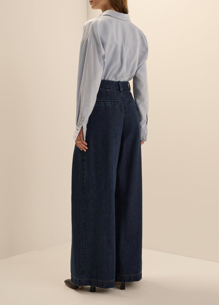 THE PETITE DENIM PLEATS FOR DAYS PANT