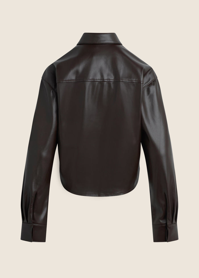 THE VEGAN LEATHER CROP BRADY SHIRT
