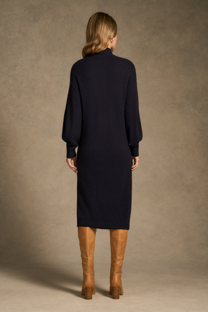 Tie Neck Cardigan Dress - Ink