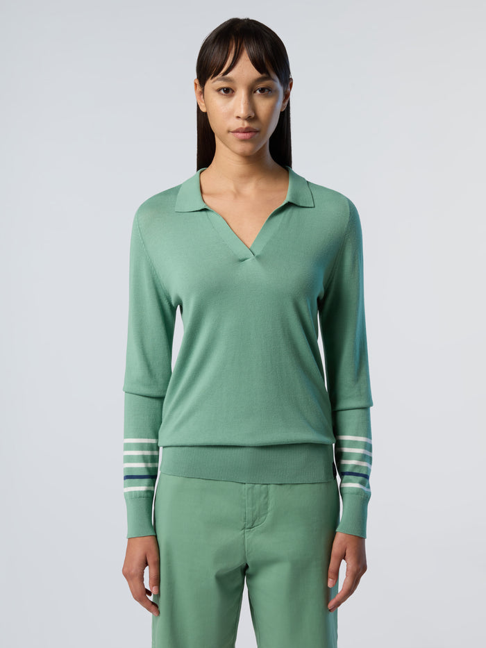 1 | Malachite green | v-neck-polo-14gg-knitwear-095501