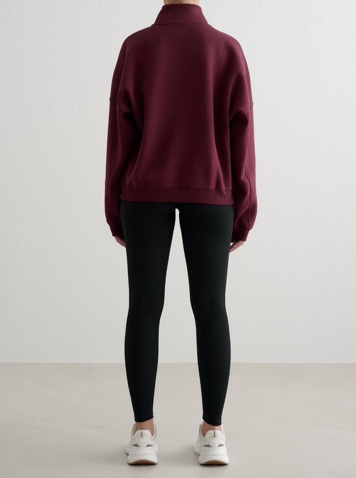 Varsity Half Zip Sweat in Ruby