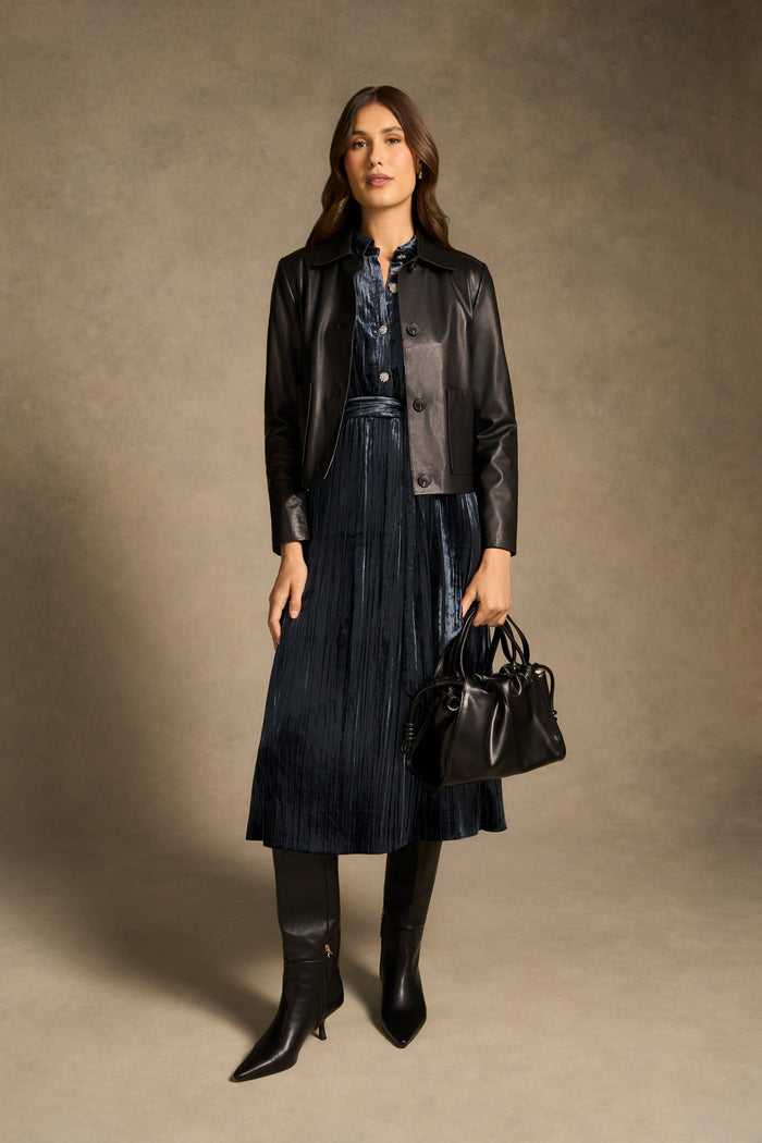 Velvet Shirt Dress - Ink