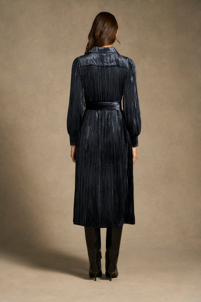 Velvet Shirt Dress - Ink