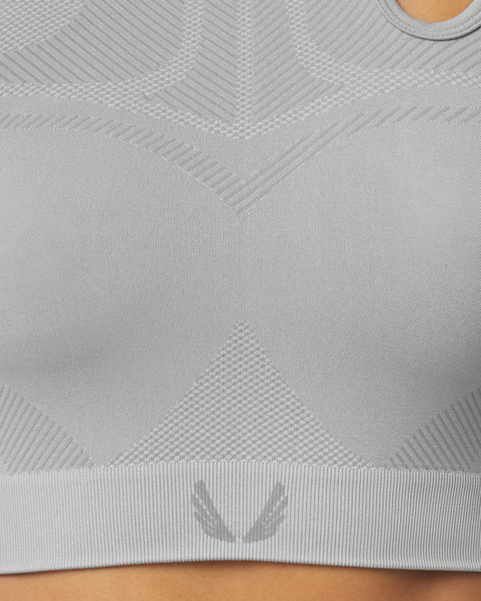 W110. Seamless Split-Strap Sports Bra - Slate Grey