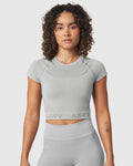 W111. Seamless Cropped Training Tee - Slate Grey