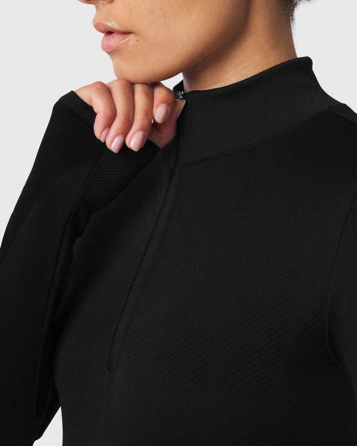 W112. Seamless Quarter Zip - Black