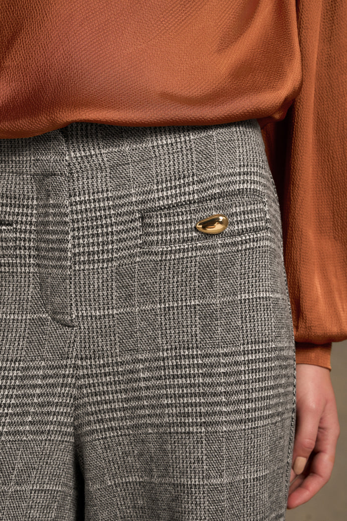 Wide Leg Check Pant - Glen Check