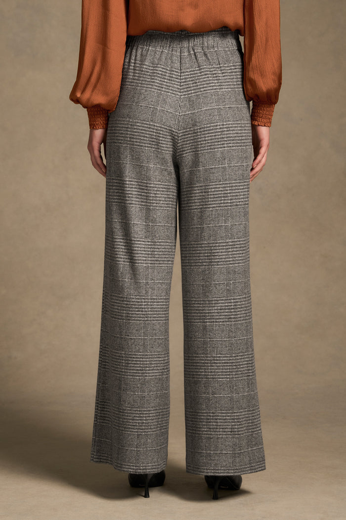 Wide Leg Check Pant - Glen Check