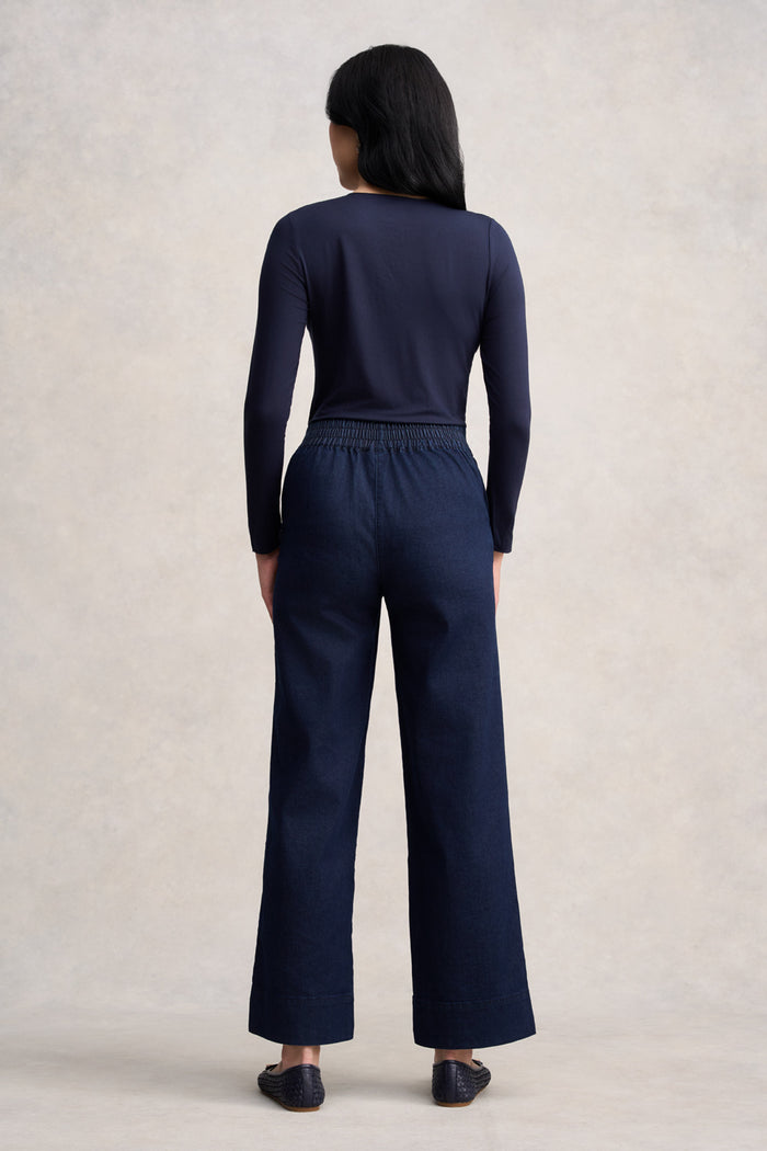 Wide Leg Tailored Jeans - Dark Denim