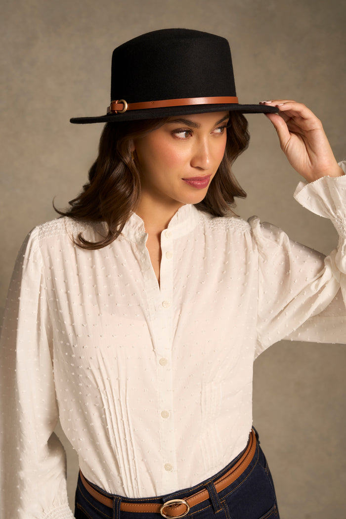 Wool Felt Boater Hat - Black