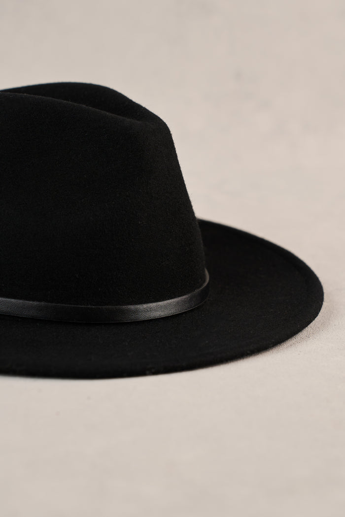 Wool Felt Fedora - Black