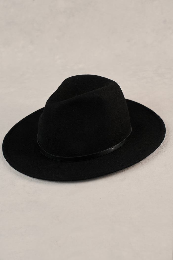 Wool Felt Fedora - Black