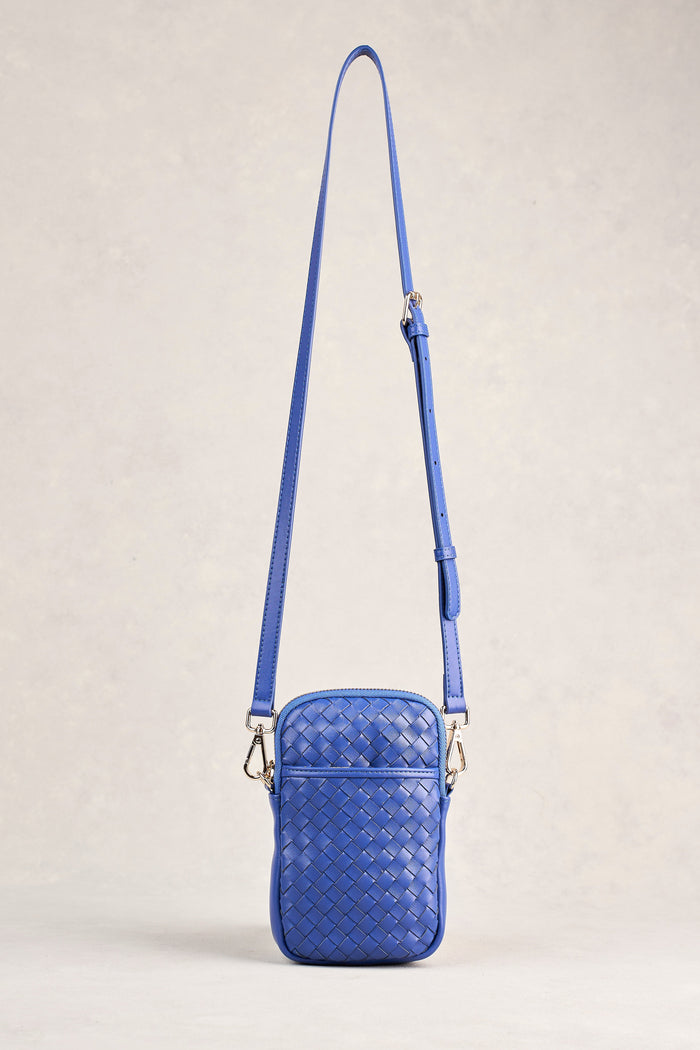 Woven Leather Phone Bag - Blue