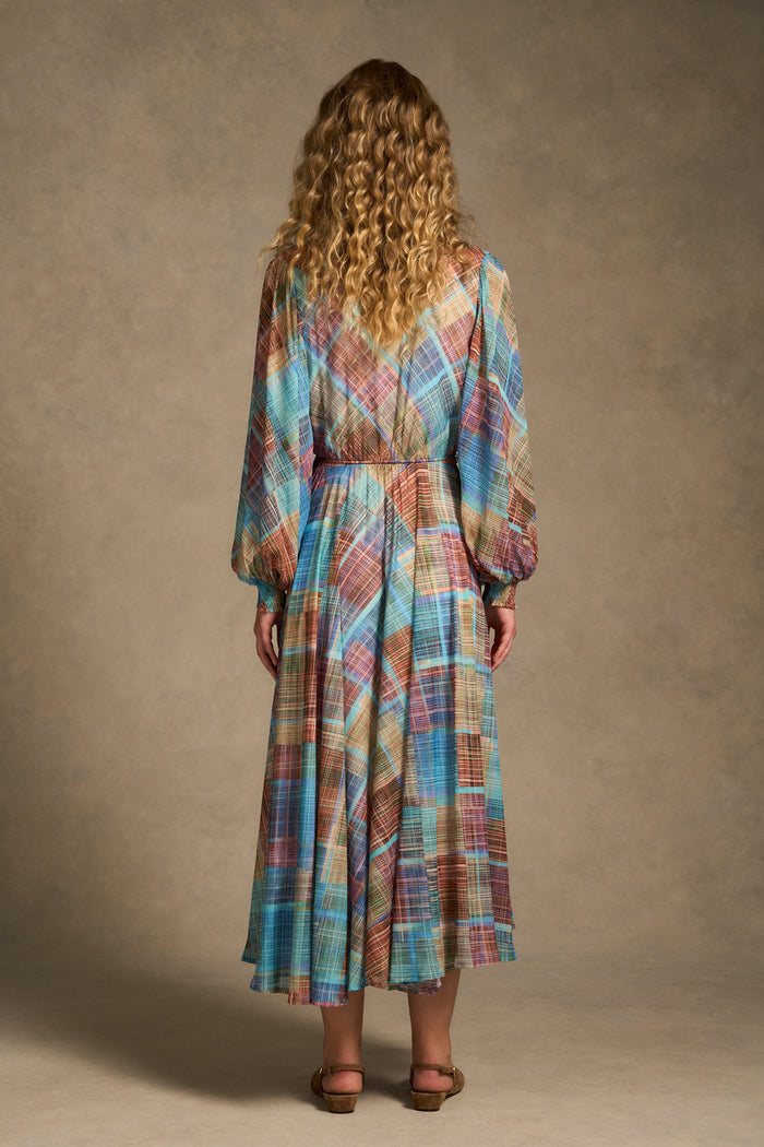 Wrap Front Georgette Dress – Plaid