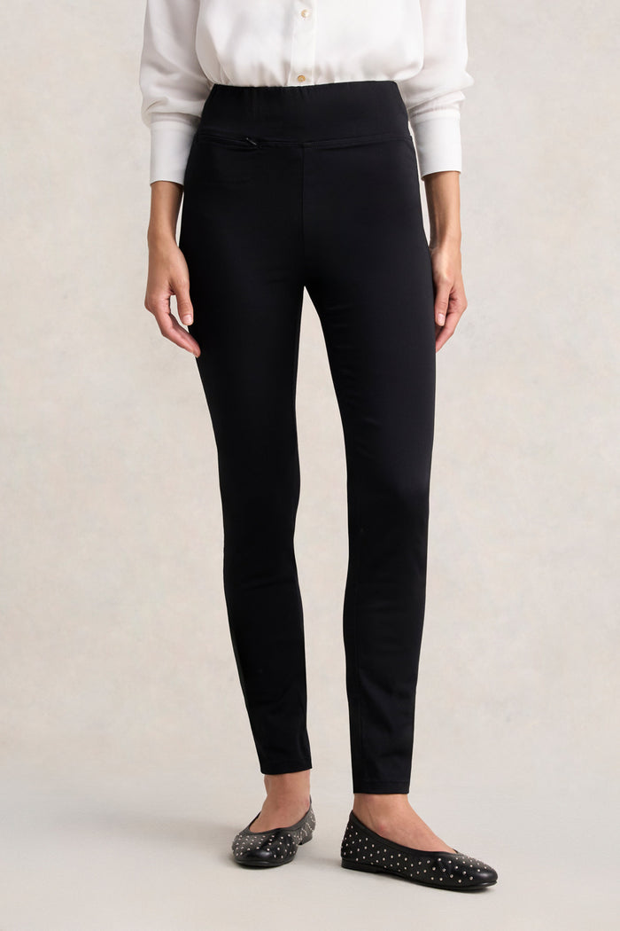 ZIP DETAIL SLIM LEG PANT - JET BLACK